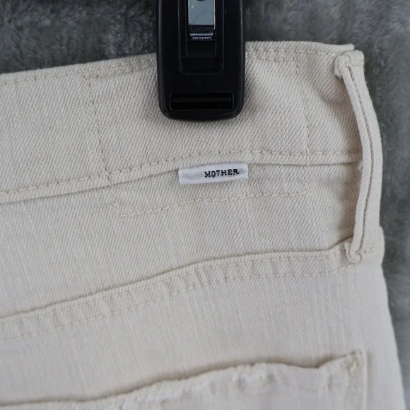 MOTHER The Rambler High Rise Ankle Jeans Women 32 Cream Straight Leg Classic NWT